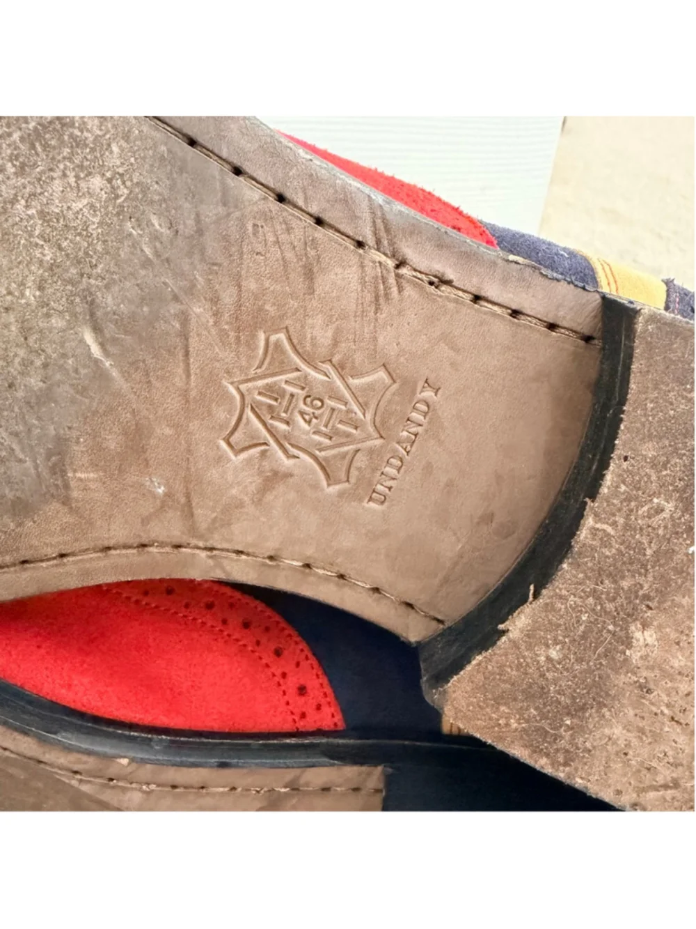 UNDANDY Men's Suede Wingtip Brogue Chukka Boots Size 12 Navy Mustard Red Gray